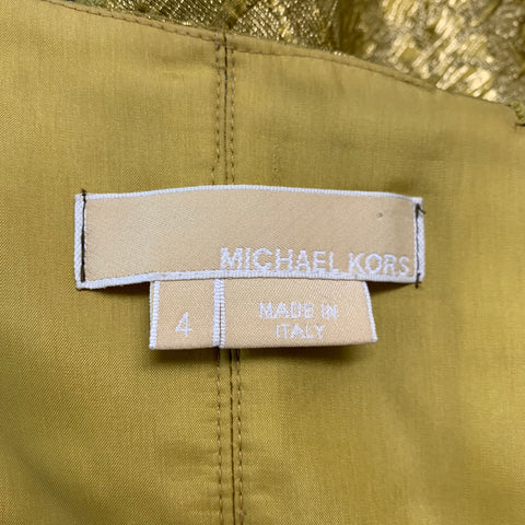 MICHAEL KORS COLLECTION  Size 4 Gold Silk Blend Metallic Strapless Dress