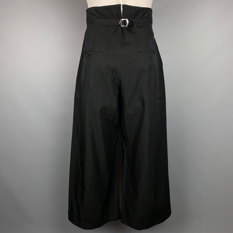 Y's by YOHJI YAMAMOTO Talla 34 Pantalón de vestir de pernera ancha con cinturón trasero de algodón / cupro negro