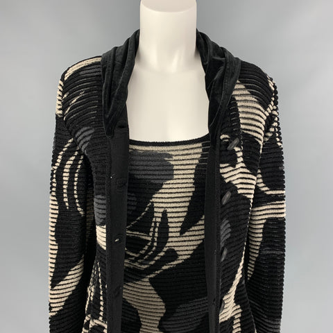 GIORGIO ARMANI Talla 4 Conjunto de 2 piezas de cárdigan de viscosa / poliamida negro y gris