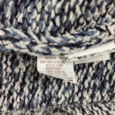 BRUNELLO CUCINELLI Size 42 Navy & Light Grey Heather Cotton / Acrylic Shawl Collar Jacket