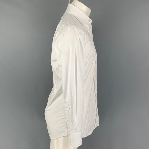 BARNEY'S NEW YORK Size M White Cotton Button Up Long Sleeve Shirt