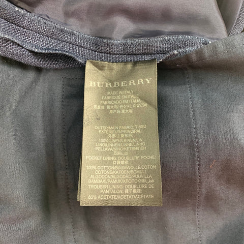 BURBERRY PRORSUM Size 36 Indigo Blue Linen Zip Casual Pants