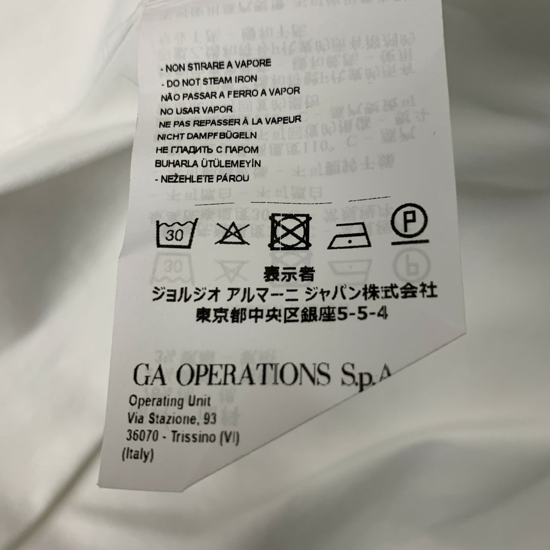 EMPORIO ARMANI Size L White Solid Cotton Button Up Long Sleeve Shirt