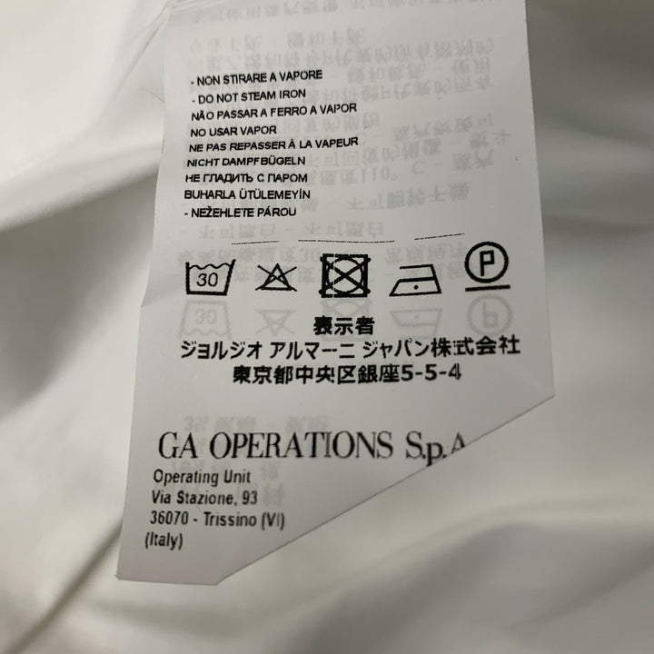 EMPORIO ARMANI Size L White Solid Cotton Button Up Long Sleeve Shirt