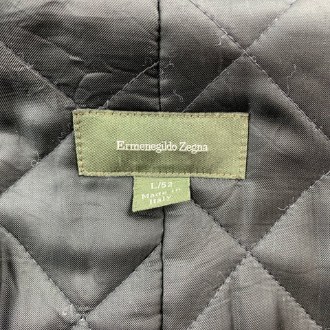 ERMENEGILDO ZEGNA Size 42 Black Polyester Blend Zip Up Coat