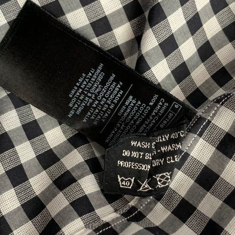 TOM FORD Size XL Black & White Checkered Cotton Button Up Long Sleeve Shirt