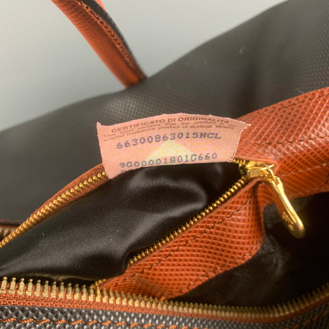 Vintage BOTTEGA VENETA Black Tan Leather Duffle Bag