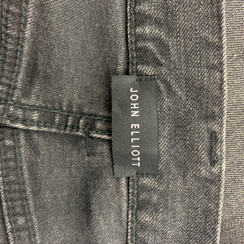 JOHN ELLIOTT Taille 34 Jean gris en coton vieilli avec braguette boutonnée