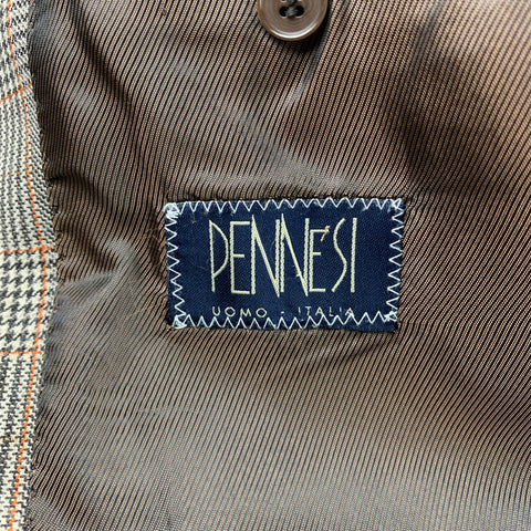 PENNESI 40 Costume à revers en pointe en laine mélangée Glenplaid marron régulier