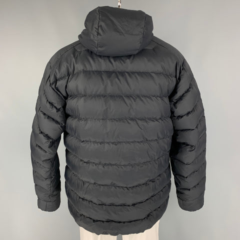 ARCTERYX Size XXL Black & Mustard Quilted Goose Down Nylon Hooded Jacket
