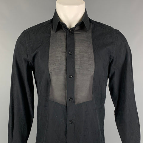 VERSACE COLLECTION Trend Size S Black Rhombus Cotton Button Up Long Sleeve Shirt