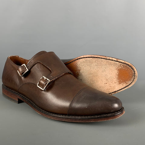 ALLEN EDMONDS Taille 10 Chaussures à lacets en cuir marron à double sangle