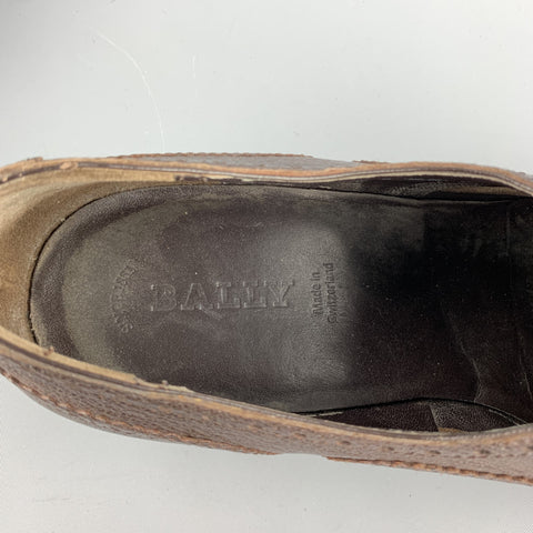 BALLY Danube Size 10 Brown Perforated Leather Cap Toe Loafers