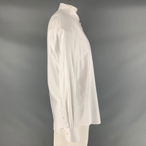SUITSUPPLY Size L White Solid Cotton Button Up Long Sleeve Shirt