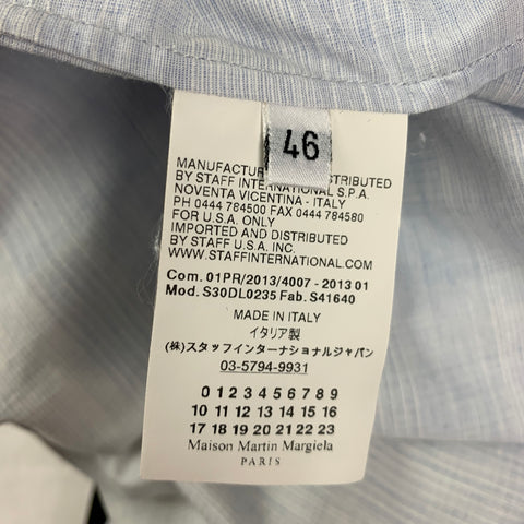 MAISON MARGIELA Size XS Light Blue White Plaid Cotton Short Sleeve Shirt
