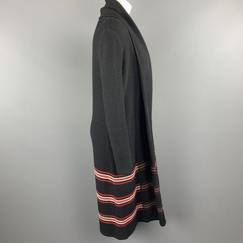 ST. JOHN Size S Black Knit Red Striped Cardigan Coat