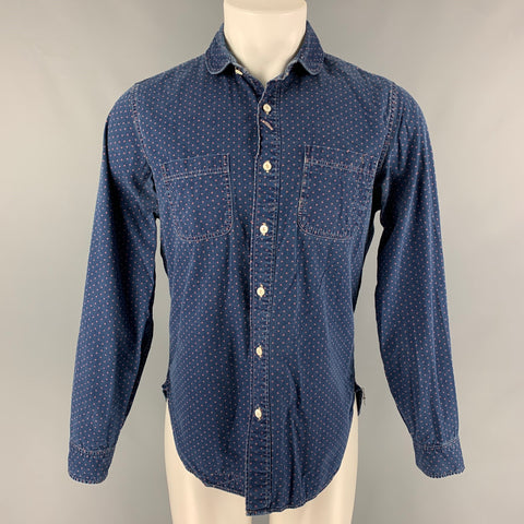 RRL by RALPH LAUREN Camisa de manga larga de algodón con lunares azules y rosas talla M