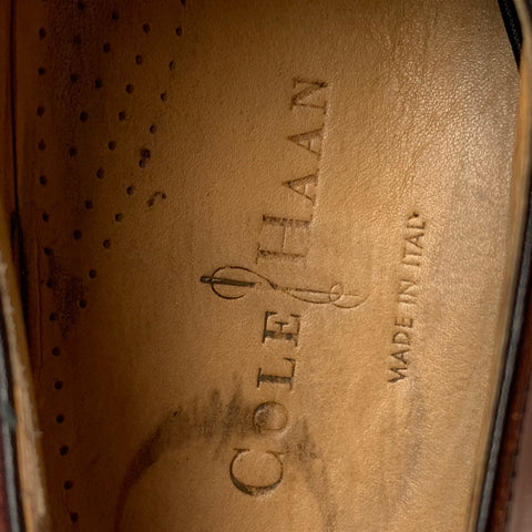 COLE HAAN Size 10.5 Brown Black Perforated Leather Lace Up Shoes