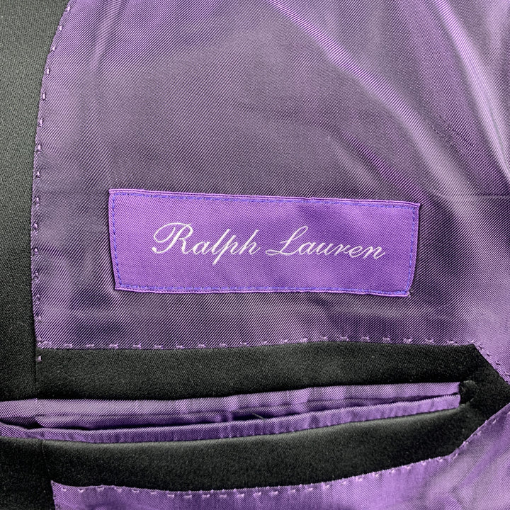 RALPH LAUREN Purple Label Size 42 Long Black Wool Tuxedo Sport Coat