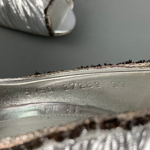 SERGIO ROSSI Talla 7 Zapatos de tacón peep toe metálicos lamé negros
