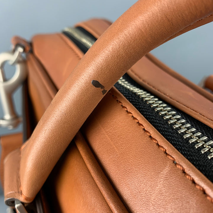JACK SPADE Tan Solid Leather Briefcase Bags