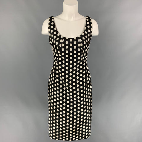 ARMANI COLLEZIONI Talla 8 Vestido tubo de lunares en blanco y negro