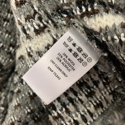 CHRISTIAN SIRIANO Size S Grey Black & White Wool Blend Tweed Notch Lapel Coat