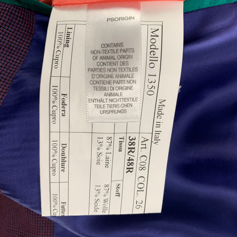 PAUL SMITH Kensington Fit Size 38 Regular Purple Navy Grid Wool / Silk Sport Coat