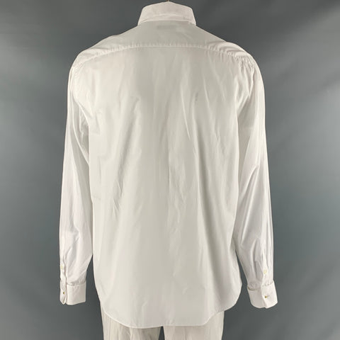 VALENTINO Size XL White Solid Cotton Tuxedo Long Sleeve Shirt