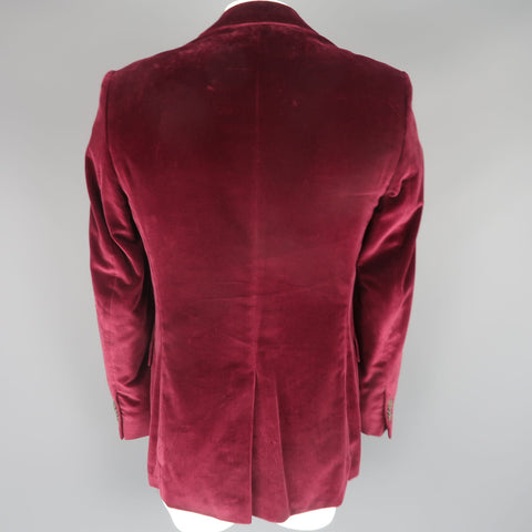 PAUL SMITH 40 Long Burgundy Velvet Notch Lapel Sport Coat Jacket
