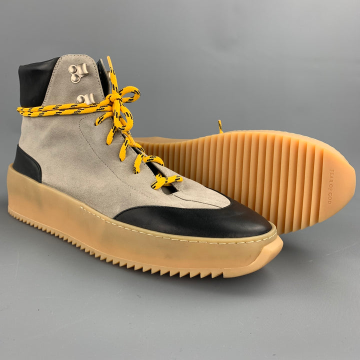 FEAR OF GOD Sixth Collection Size 11 Taupe & Black Color Block Leather High Top Hiking Sneakers