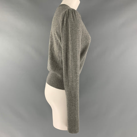 ISABEL MARANT Size 4 Grey Cotton Wool Crew-Neck Pullover