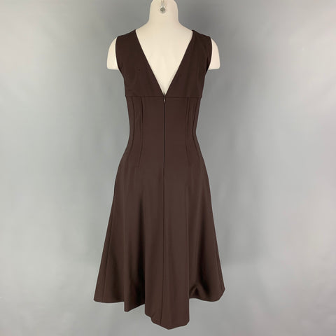DOLCE & GABBANA Size 6 Brown Wool Sleeveless Mid-Calf Dress