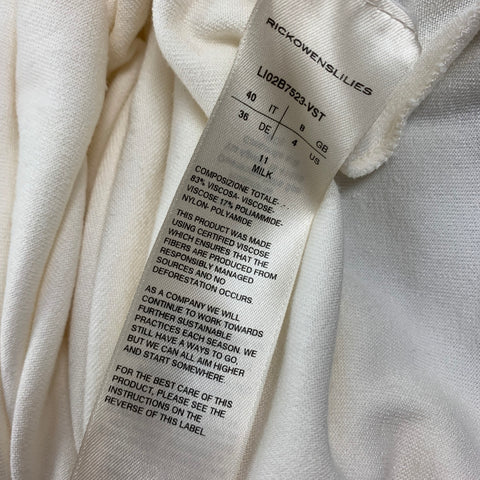 RICK OWENS Size 2 Cream Viscose Nylon Long Sleeve Mini Dress