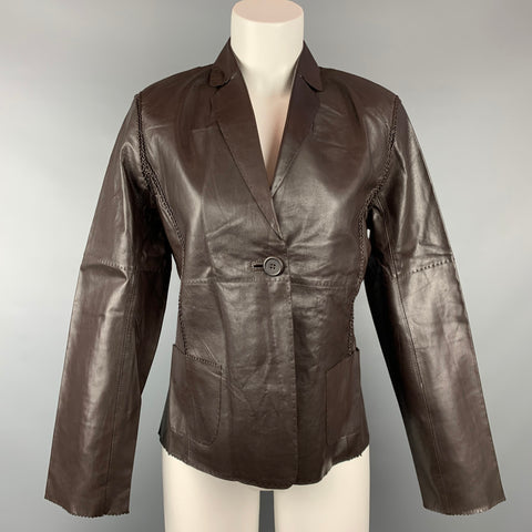 MAXSTUDIO Veste en cuir marron taille S