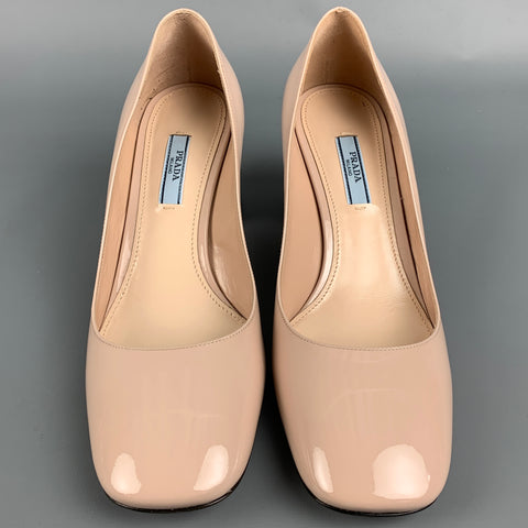 PRADA Size 8.5 Nude Patent Leather Vernice Pumps