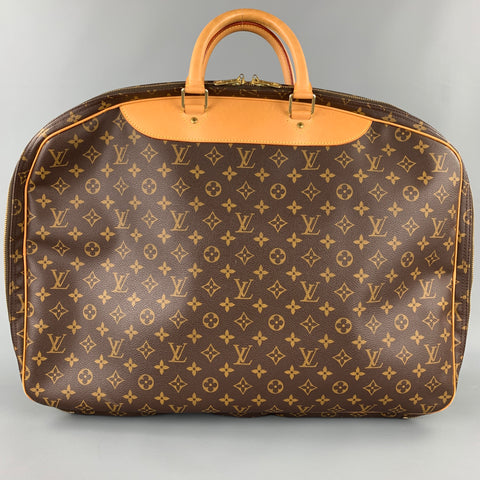 LOUIS VUITTON Alize 2 Poches Brown Leather Monogram Vachetta Trim Canvas Travel Bag