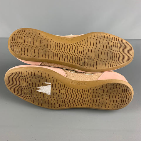 HOGAN OLYMPIA Talla 8 Zapatillas bajas de ante rosa y beige