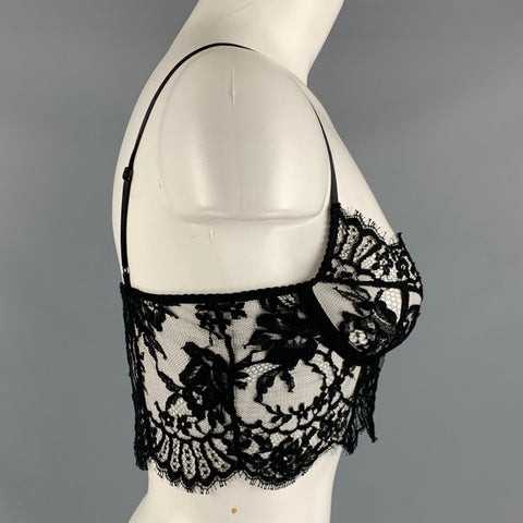 DOLCE &amp; GABBANA Taille XS Haut décontracté Bralette en coton mélangé noir