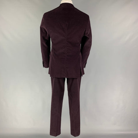CANALI Size 38 Purple Corduroy Cotton Notch Lapel Suit