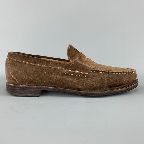 ALLEN EDMONDS Size 11 Brown Contrast Stitch Slip On Penny DOVER Loafers