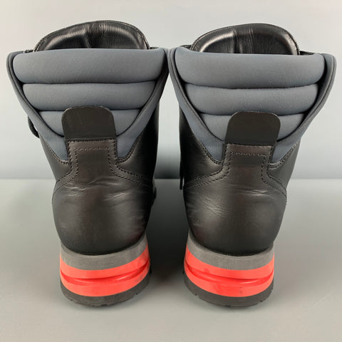 LOUIS VUITTON 2015 Size 10 Black Red Calfskin Damier Blizzard Boots