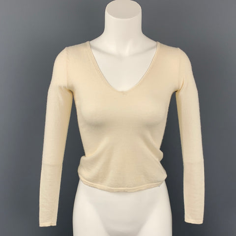 RALPH LAUREN Black Label Taille XS Crème Tricoté Cachemire Pull Col V