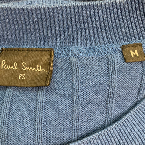 PAUL SMITH Size M Blue Ribbed Cotton Pullover