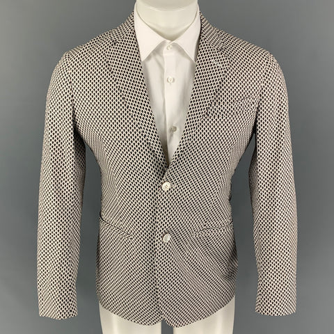 ALEXANDER MCQUEEN Size 34 White Navy Red Skulls Cotton Sport Coat