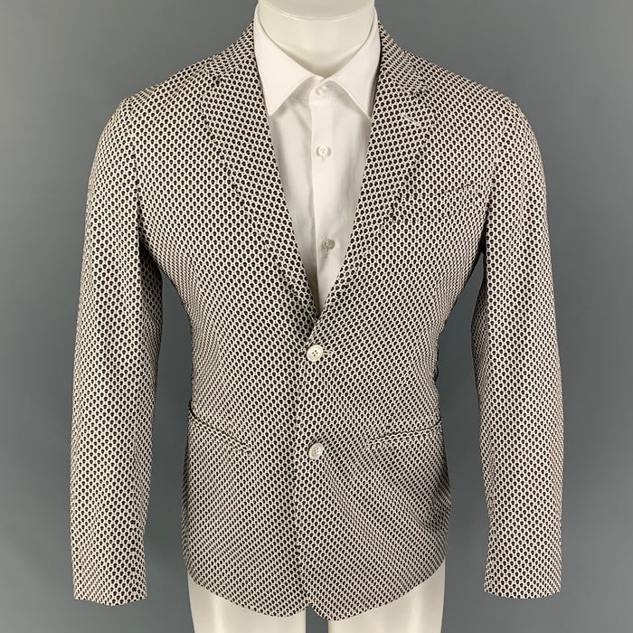ALEXANDER MCQUEEN Size 34 White Navy Red Skulls Cotton Sport Coat