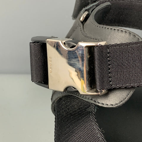 PRADA Size 8 Black Leather Belted Buckle Sandals