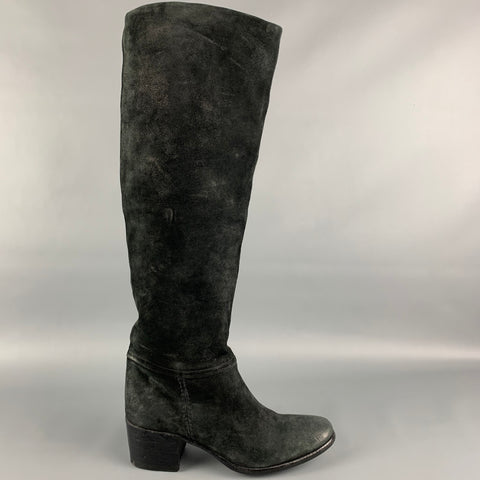 PREMIATA Talla 7.5 Botas altas hasta la rodilla de ante negro