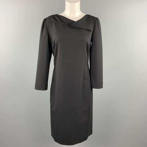 ARMANI COLLEZIONI Taille 8 Robe droite en laine noire mélangée