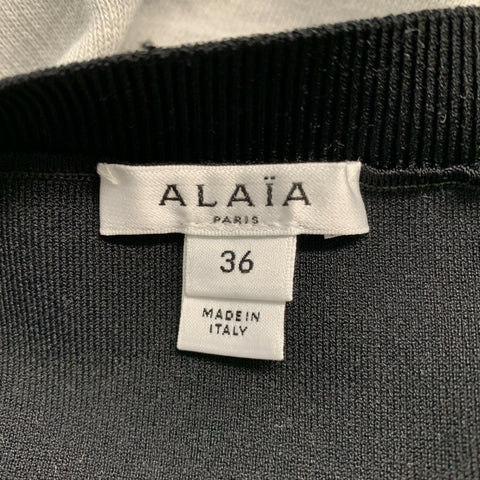 ALAIA Talla 4 Falda a media pantorrilla fruncida de algodón negro grisáceo